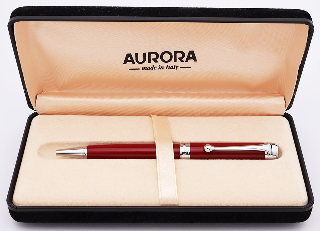 Aurora Talentum Ballpoint Pen - Red w Chrome Trim (Excellent + in Box, Works Well)