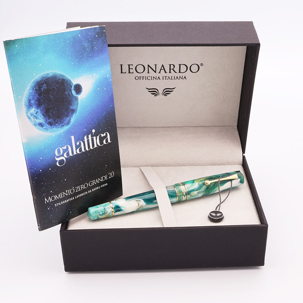 Leonardo MZG Galattica LE Fountain Pen (2024) - Planetary Nebula Green White GT, Piston Filler, EF Nib (Near Mint in Box, Works Well)