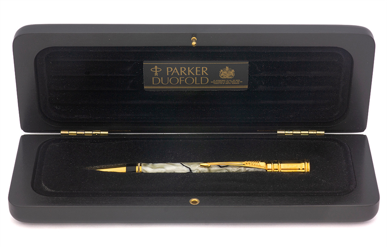 Parker Duofold Ballpoint Pen (UK, 1995) - Pearl & Black, Gold Trim (Excellent  +, in Box, Works Well) Parker Duofold Ballpoint Pen (UK, 1995) - Pearl & Black, Gold Trim (Excellent  +, in Box, Works Well)