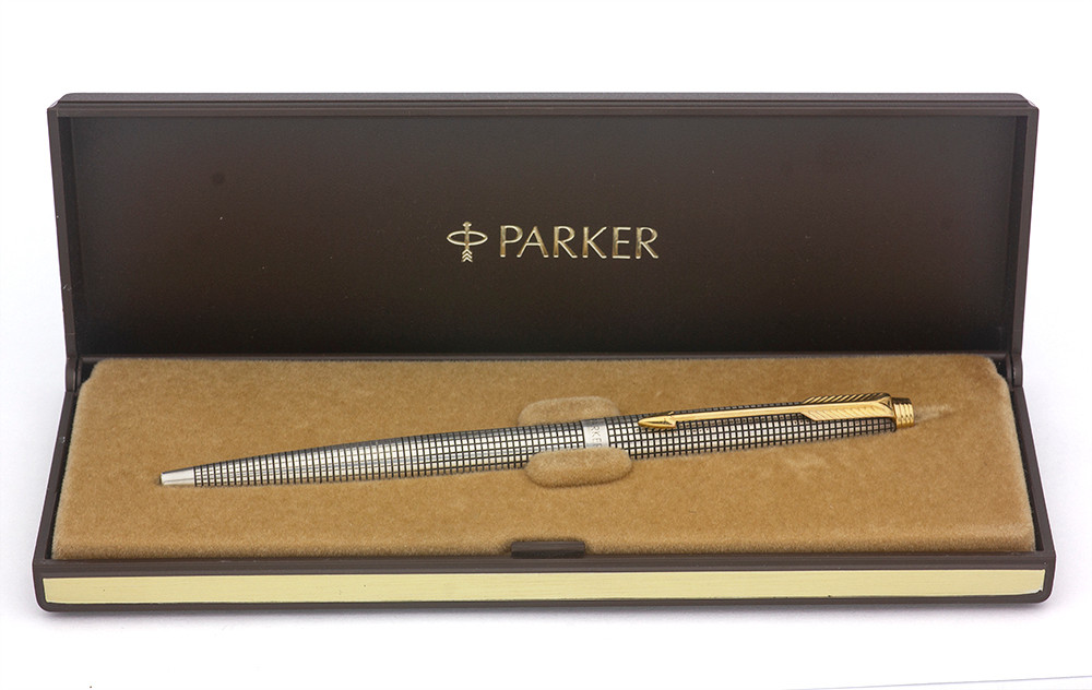 Parker 75 Cisele Ballpoint Pen (USA, 1982) - Sterling Grid w GT