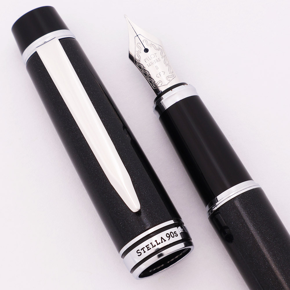 Pilot Stella 90s Fountain Pen (2016) - Black Stargazer Pearl Lacquer, Rhodium Plated Trim, 14k Fine Nib (Excellent, Works Well)