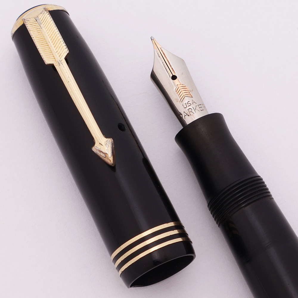 PARKER VACUMATIC (洋書) Parker Vacuum Filler Fountain Pen (Rare, 1933) - Black w Gold Trim