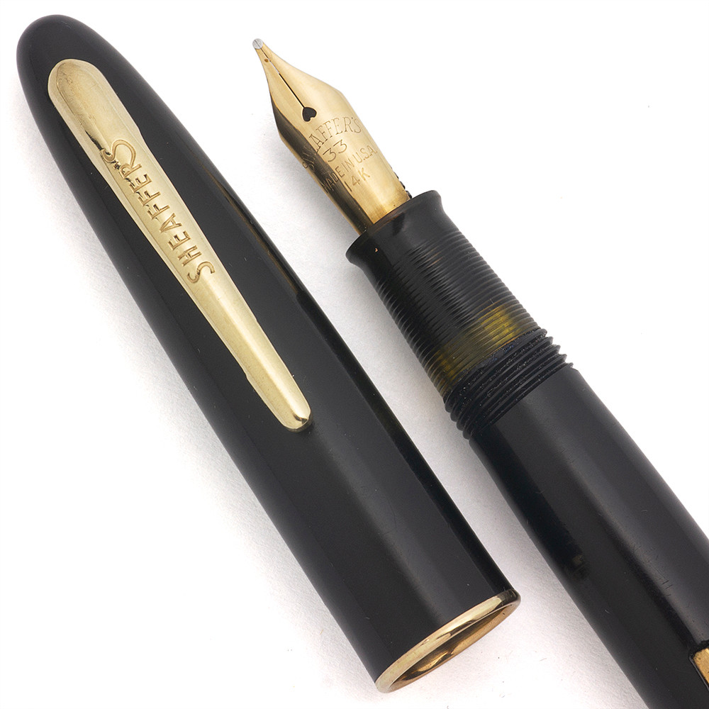 Sheaffer Craftsman w #33 Nib (1940s) - Black w GT, Lever Filler