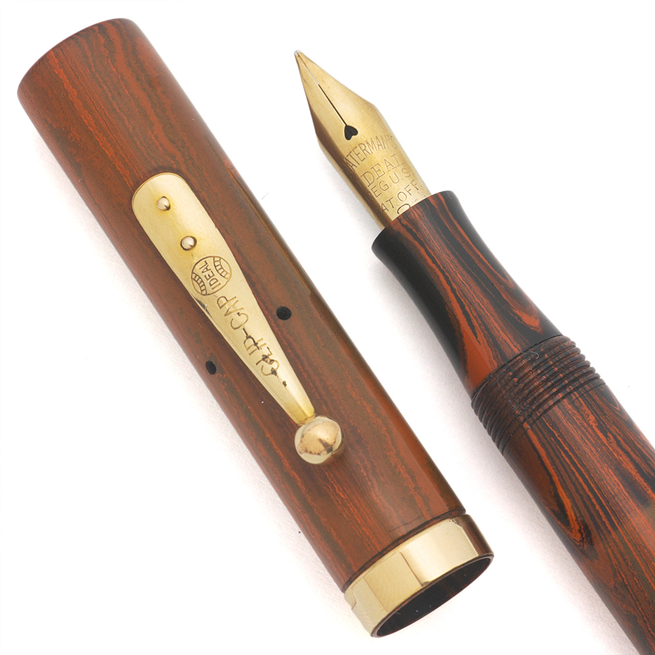 Waterman 52 Red Ripple Fountain Pen - Flexible Medium #2 Nib (Excellent, Restored)