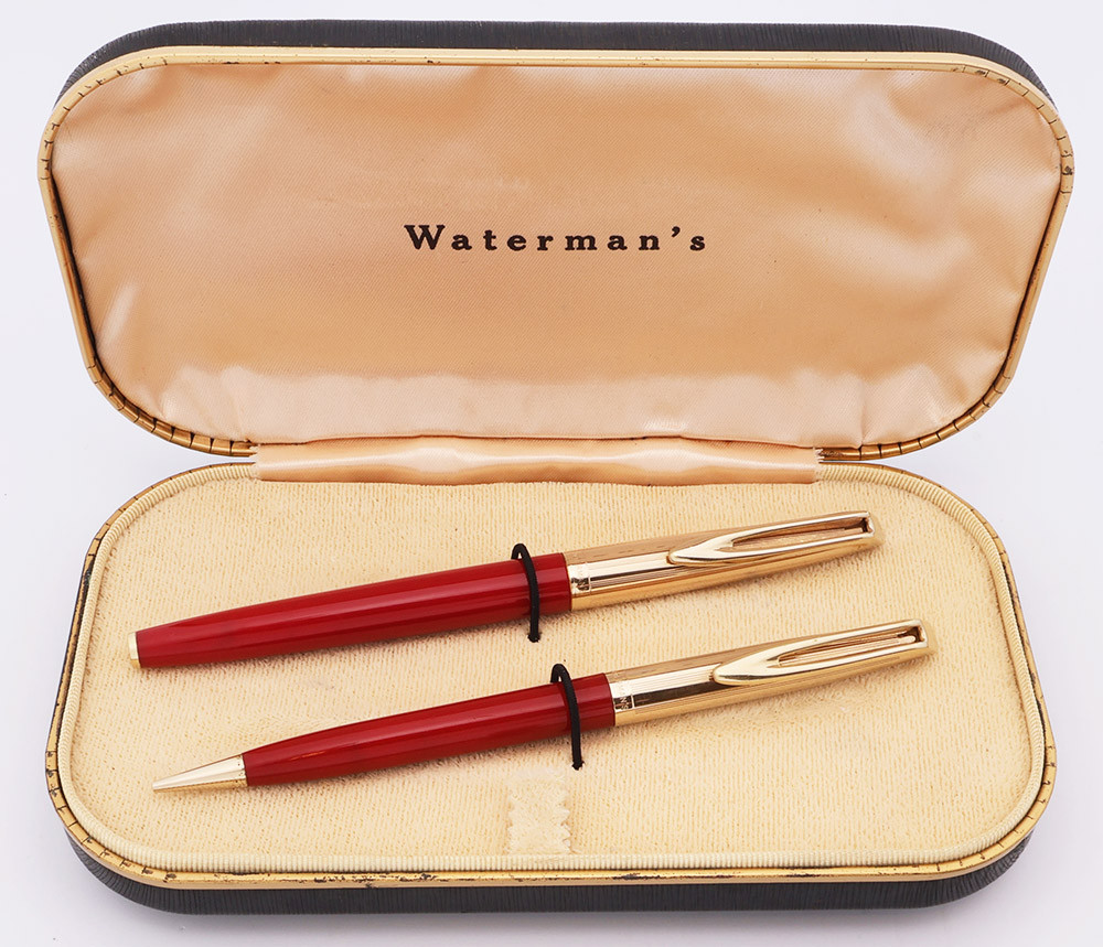 Waterman CF Fountain Pen Set　ウォーターマン　万年筆 Waterman CF Fountain Pen Set (1950s) - Red w Gold Plated Line