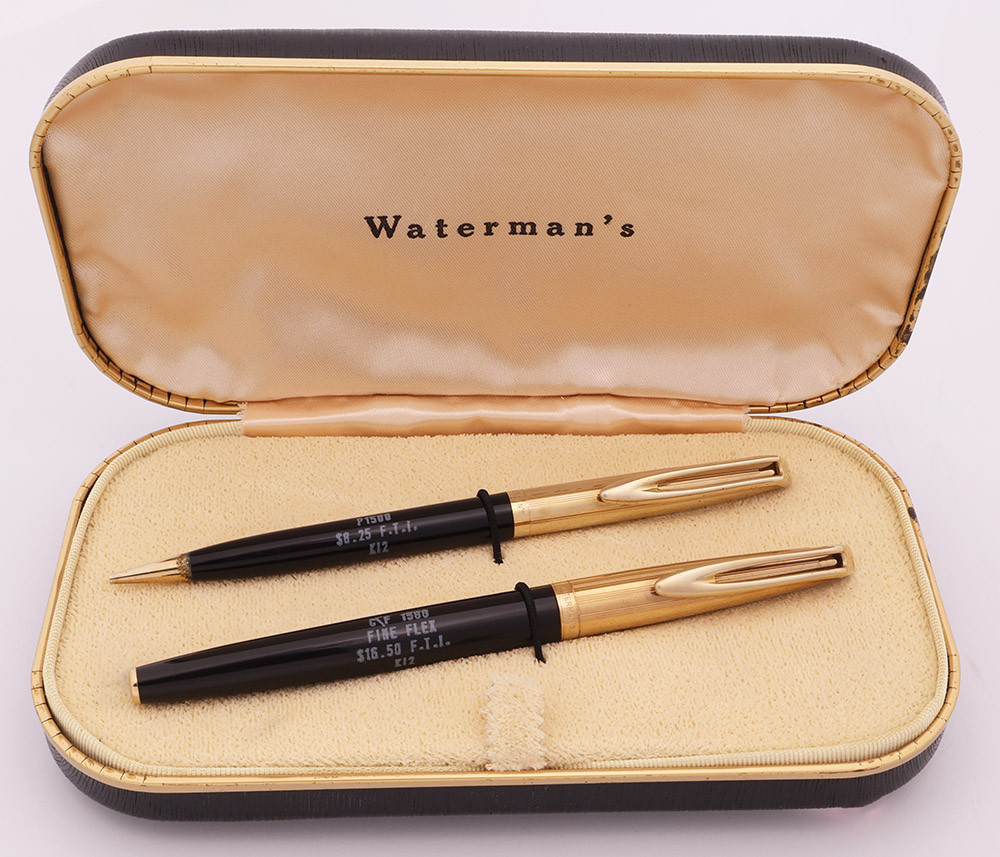 Waterman CF Fountain Pen Set　ウォーターマン　万年筆 Waterman CF Fountain Pen Set (1950s) - Black w Gold Plated Line