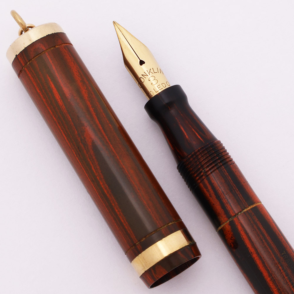 Conklin Endura Ring Top Fountain Pen (1920s) - Wood Grain Hard