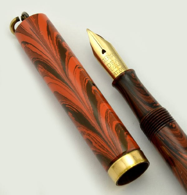 Waterman 52 1/2 V Red Ripple Fountain Pen - Semi-Flex #2 Nib (Excellent, Restored)