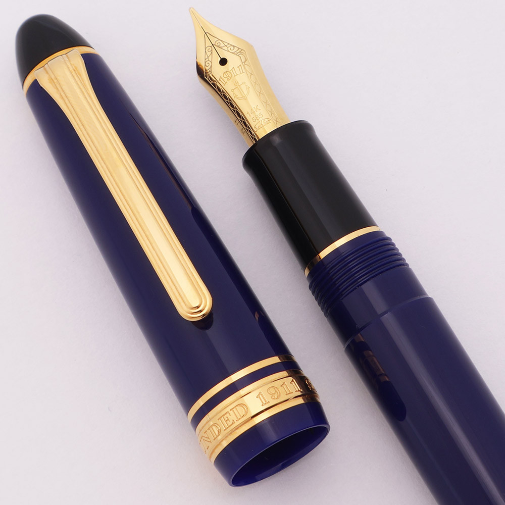 Sailor 1911S Fountain Pen - Standard Size, Dark Blue w Gold Trim