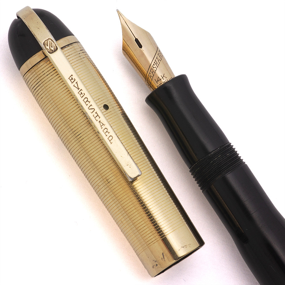 Eversharp Skyline Demi Fountain Pen (1940's) - Black w Gold Lined