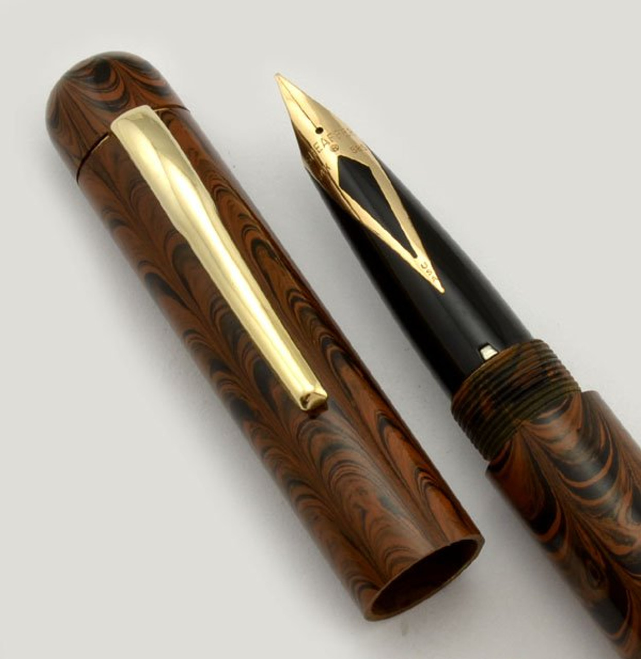 Ranga Ebonite 4cs -  Sheaffer Imperial 14k  Cursive Italic Fine, Smooth Brown Ripple (New in Box)