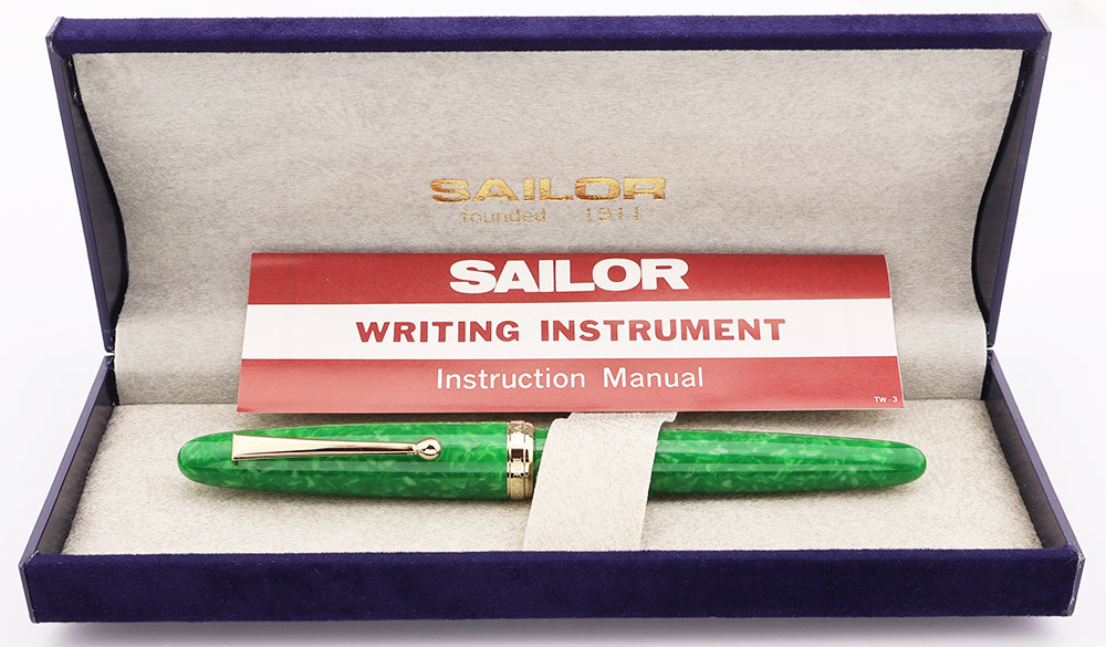 Sailor Magellan Fountain Pen - Jade Green, H-M Medium 14k Nib (Near Mint in Box, Works Well)