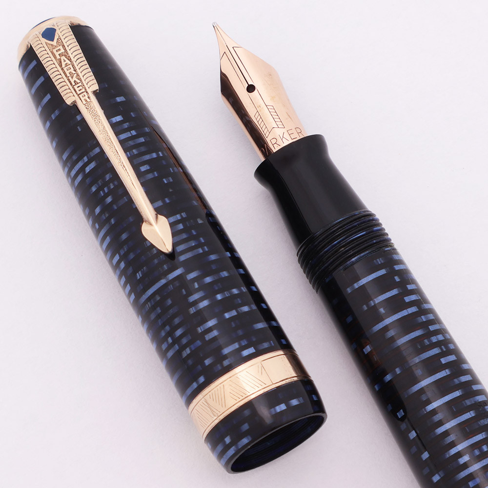 Parker Vacumatic Major Fountain Pen (1944) - Azure Blue Pearl