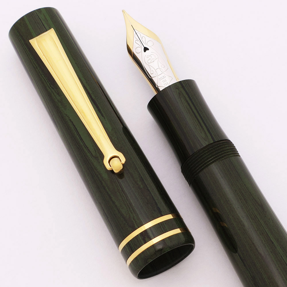 Delta Astra Special Edition Fountain Pen (1995) - Green Ebonite, Lever Filler, 18k Fine Nib (Excellent +, Restored)