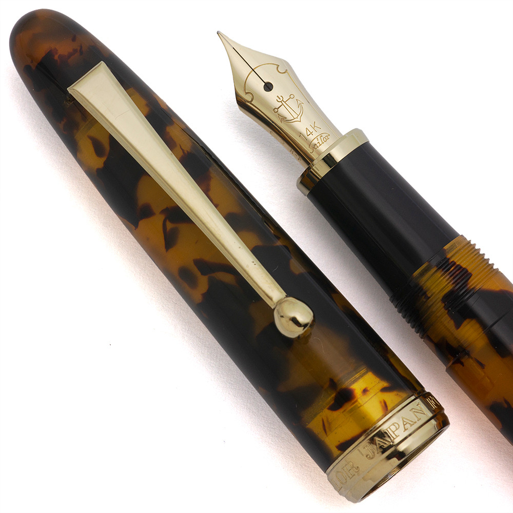 Sailor Magellan Fountain Pen (1980s/90s) - Tortoise Shell w GT, C/C, H-F 14k Nib (Excellent +, Works Well)