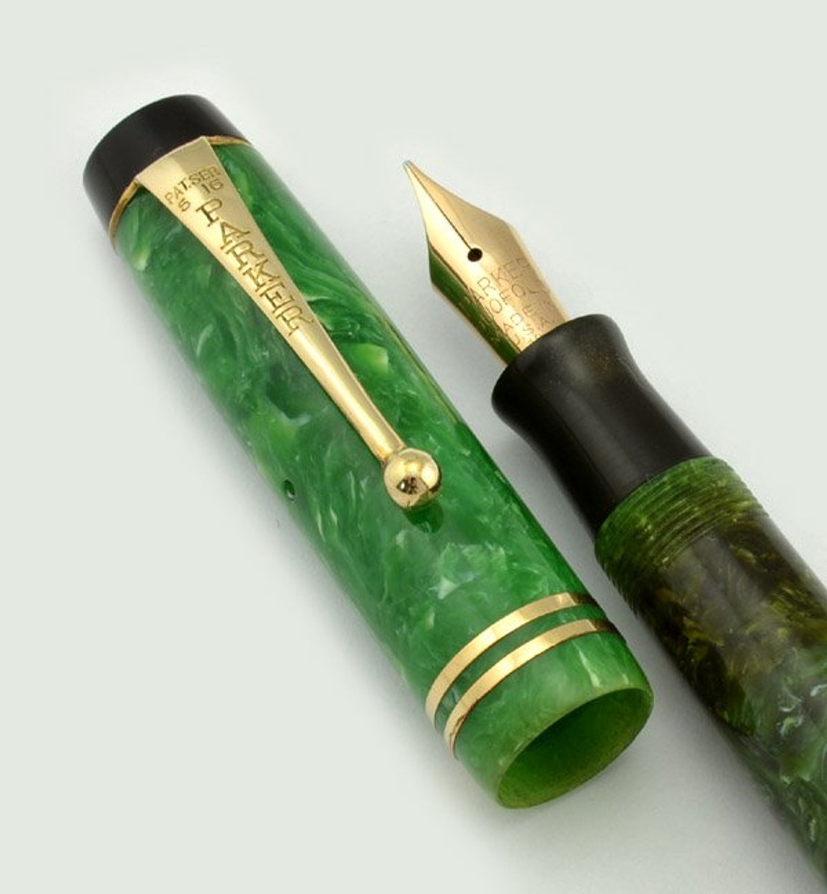 Parker Duofold Junior Fountain Pen - Streamline, Jade, Fine  (Excellent, Restored)