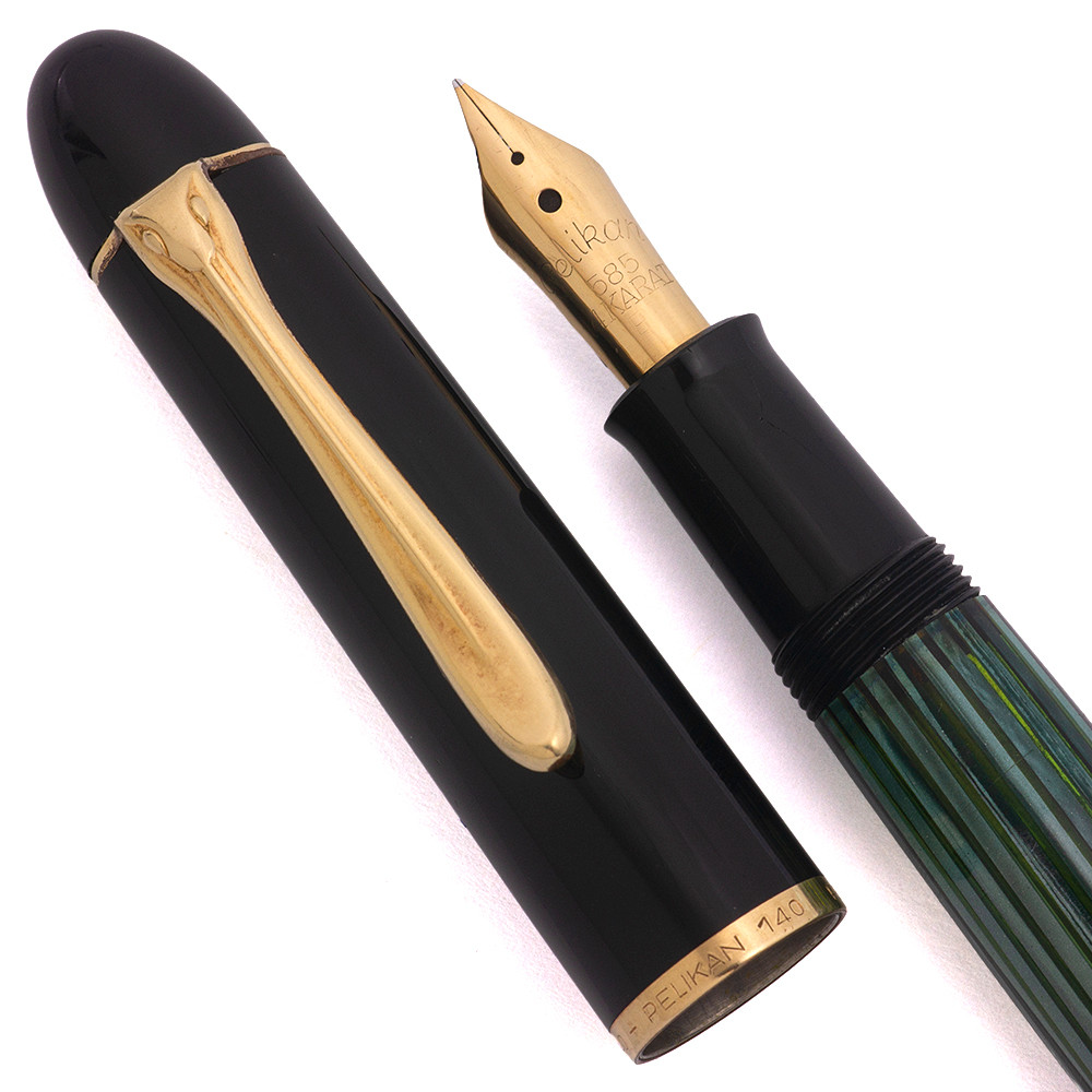 Pelikan 140 Fountain Pen (1950s) - Green & Black Striped Barrel w