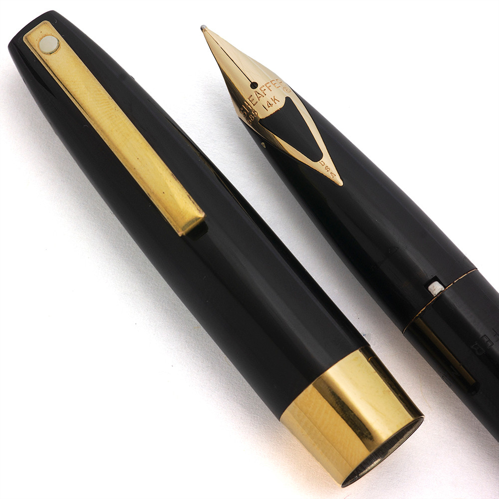 Sheaffer Imperial 550 Fountain Pen (1970s) - Black, C/C,  Medium 14k V-Inlay Nib (Very Nice, Works Well)