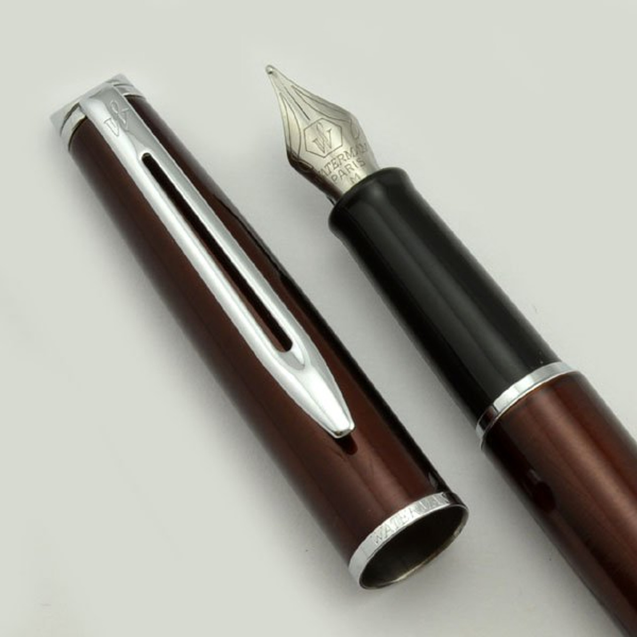 Waterman Hemisphere Fountain Pen - Brown Lacquer, Chrome Trim, Medium (Very Nice)