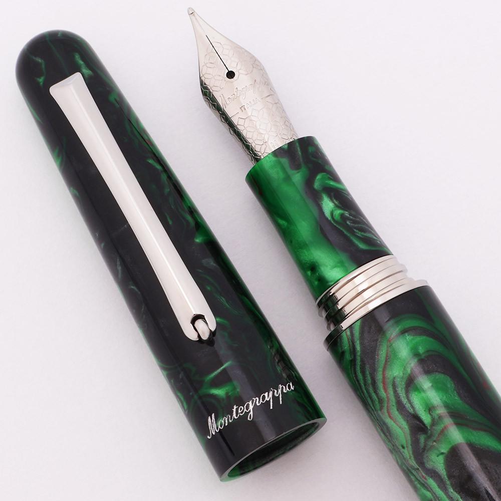 モンブラン　ポエム　エメラルド Montegrappa Elmo 01 Fountain Pen - Green/Black Swirl w/Stainless