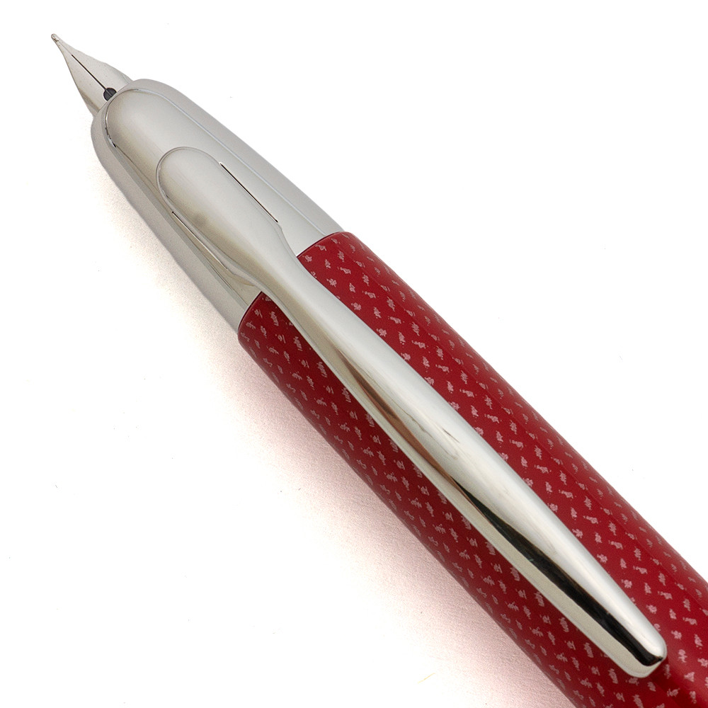 Pilot Vanishing Point Fountain Pen (2021) - Red Carbonesque w Rhodium Plated Trim, C/C, 18k Fine Nib (Near Mint, Works Well)