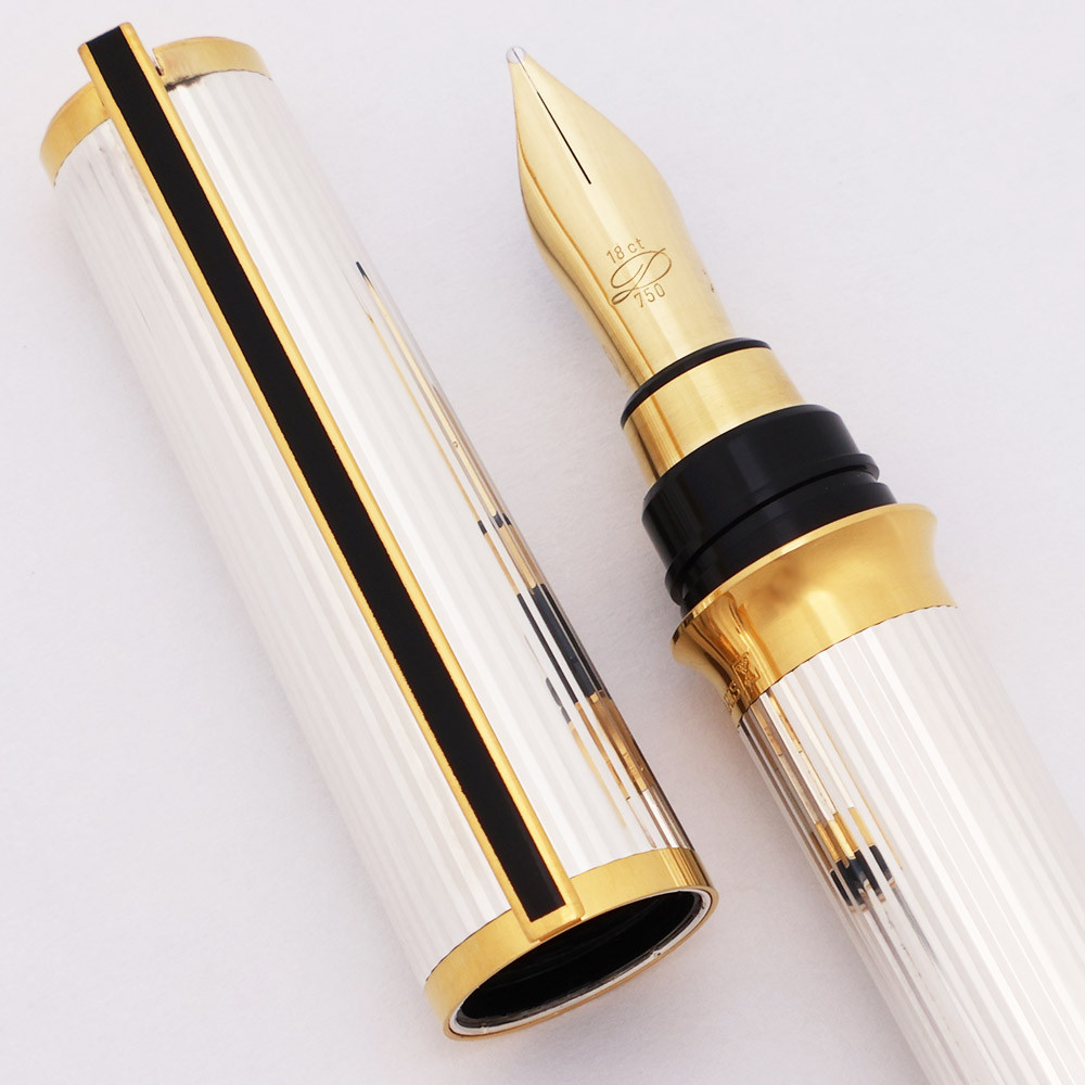 S T Dupont Montparnasse Fountain Pen - Mid-Size, Silver Lined