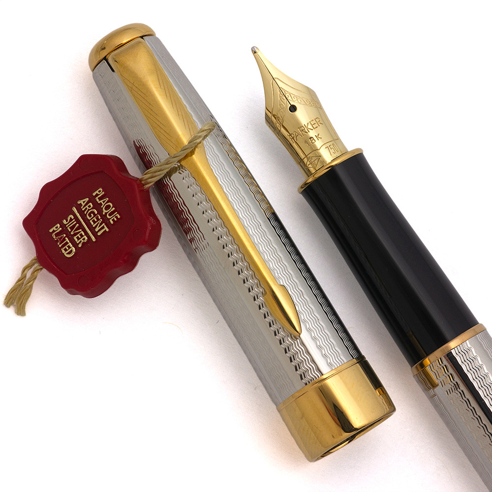 Parker Sonnet Fountain Pen (2000s) - Cascade Silver Plate w GT, C