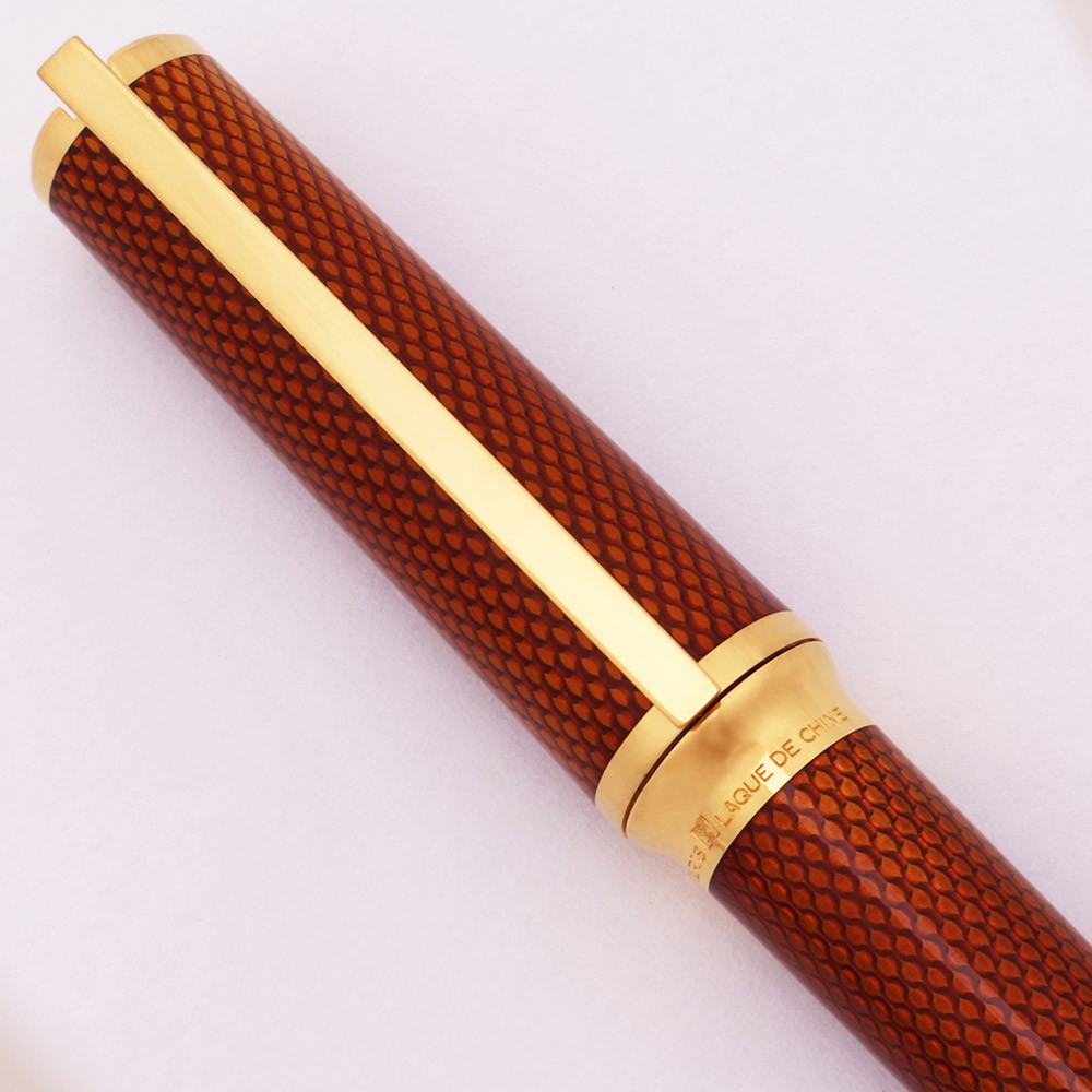 S T Dupont Montparnasse Chairman Ballpoint Pen - Honeycomb Amber Lacque de Chine (Excellent, Works Well)