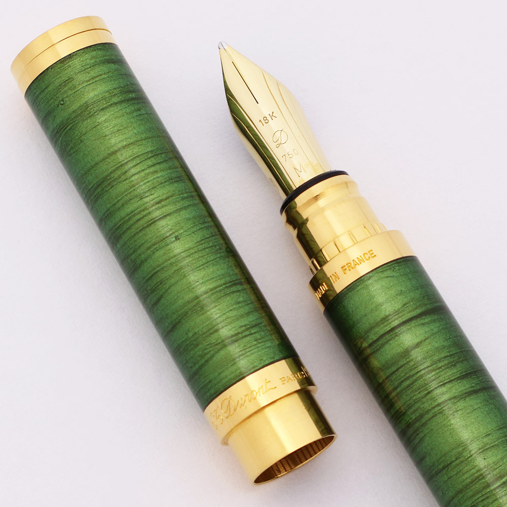 S.T. Dupont 万年筆 シルバー/グリーン S.T Dupont エス・テー・デュポン 万年筆 ラインD エタニティ スネーク