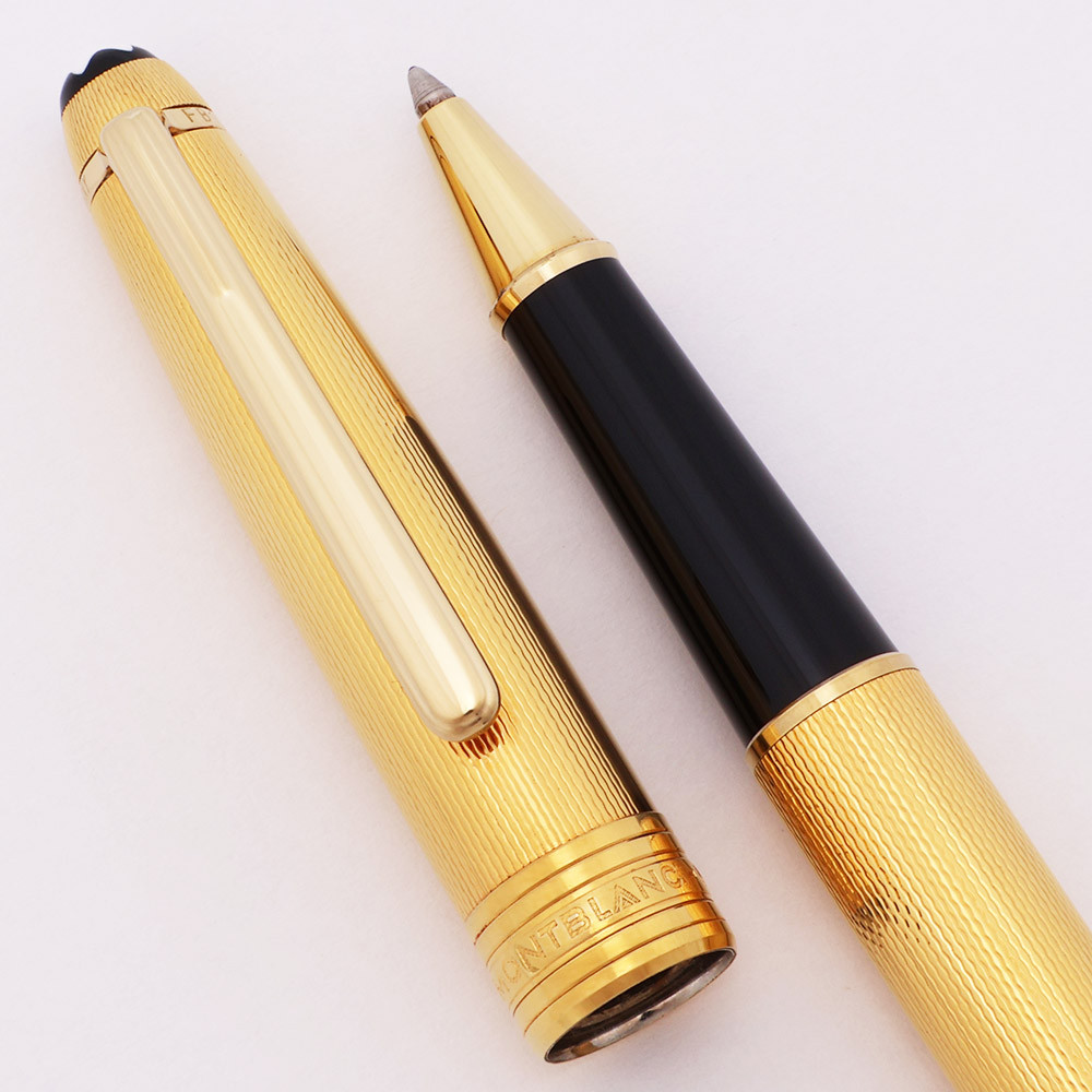 Montblanc Meisterstuck Solitaire 163 Rollerball Pen Germany)  Gold-Plated Grain d'Orge (Excellent +, Works Well)