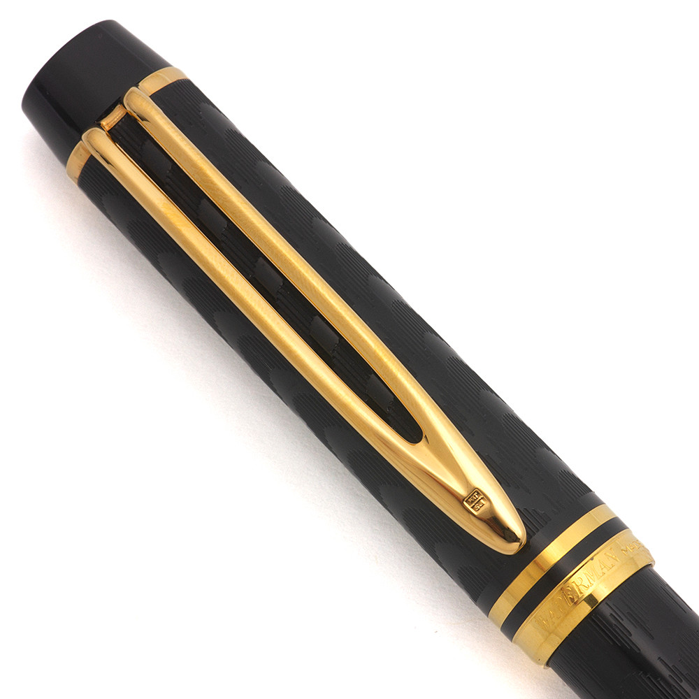 Waterman Le Man 100 "Opera"  Ballpoint Pen (1980s)  - Chased Black w Gold Trim (Near Mint, Works Well)