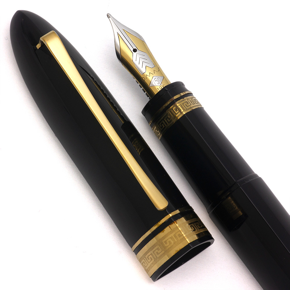 Omas 360 Magnum Fountain Pen - Dark Blue Black with Gold Trim, 18k Medium Nib (Excellent in Case, Works Well)
