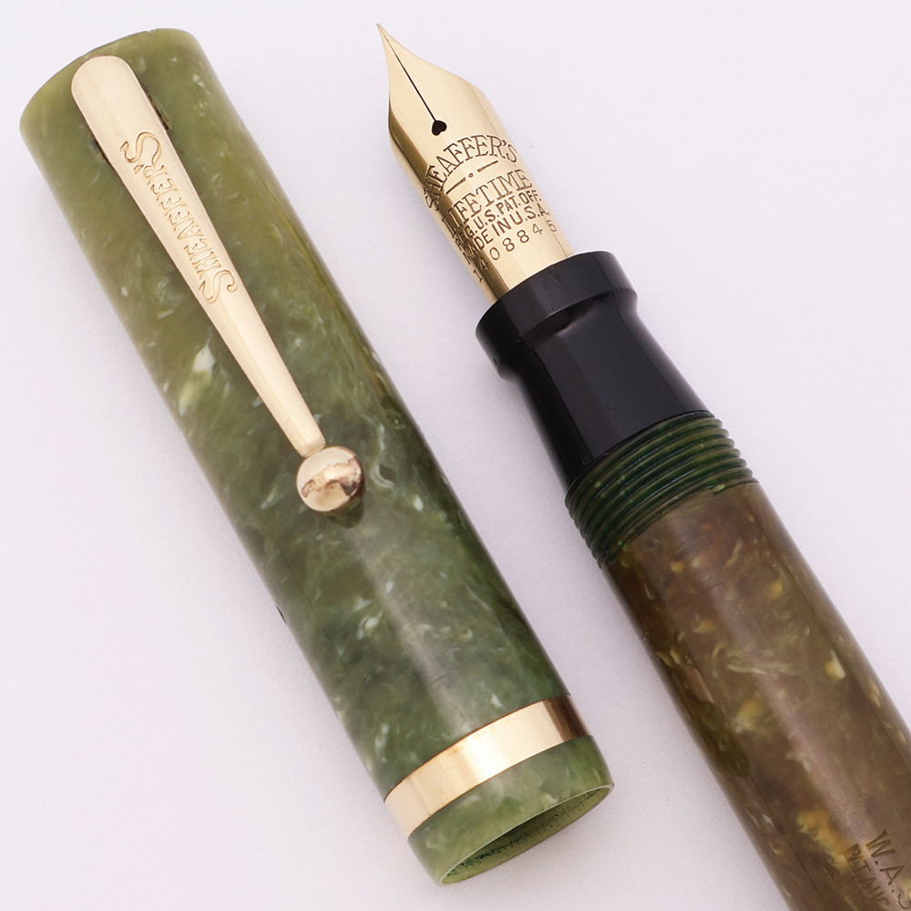 Sheaffer Lifetime Flat Top Oversized Fountain Pen (1920s) - Jade