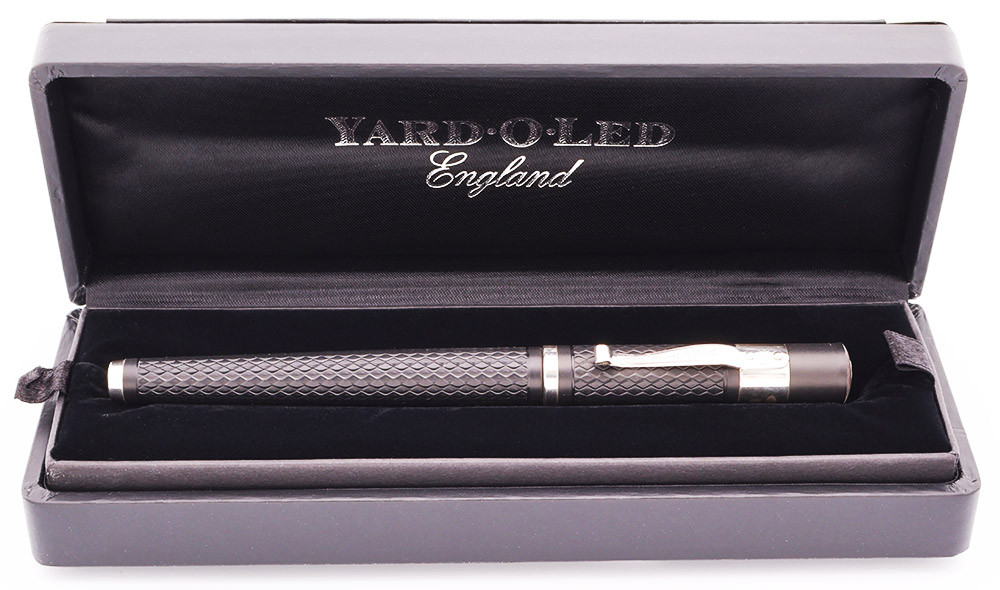 Yard-O-Led Retro Standard Fountain Pen - Black w Sterling Trim, 18k Fine (Near Mint in Box, Works Well)