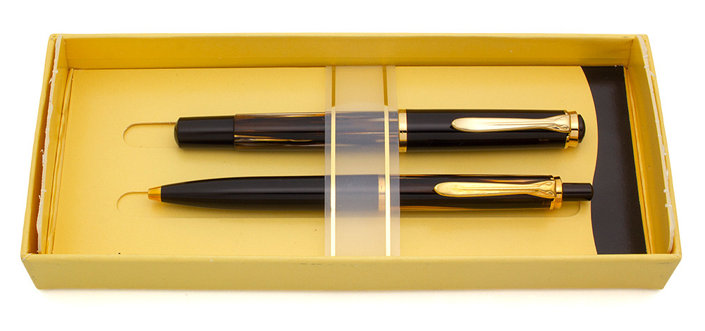 Pelikan M400 Fountain Pen & Ballpoint Set (1990s) - Brown Tortoise, 14k Medium (Excellent + in Box, Works Well)