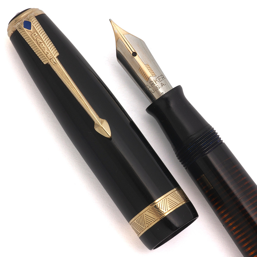 Parker Vacumatic Major Fountain Pen (1941) - Black, Double Jewel w