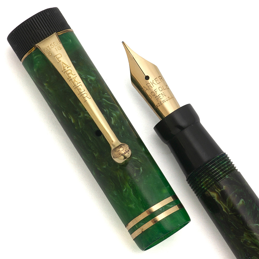 Parker Duofold Junior Fountain Pen (1928-29) - Jade Green w Two