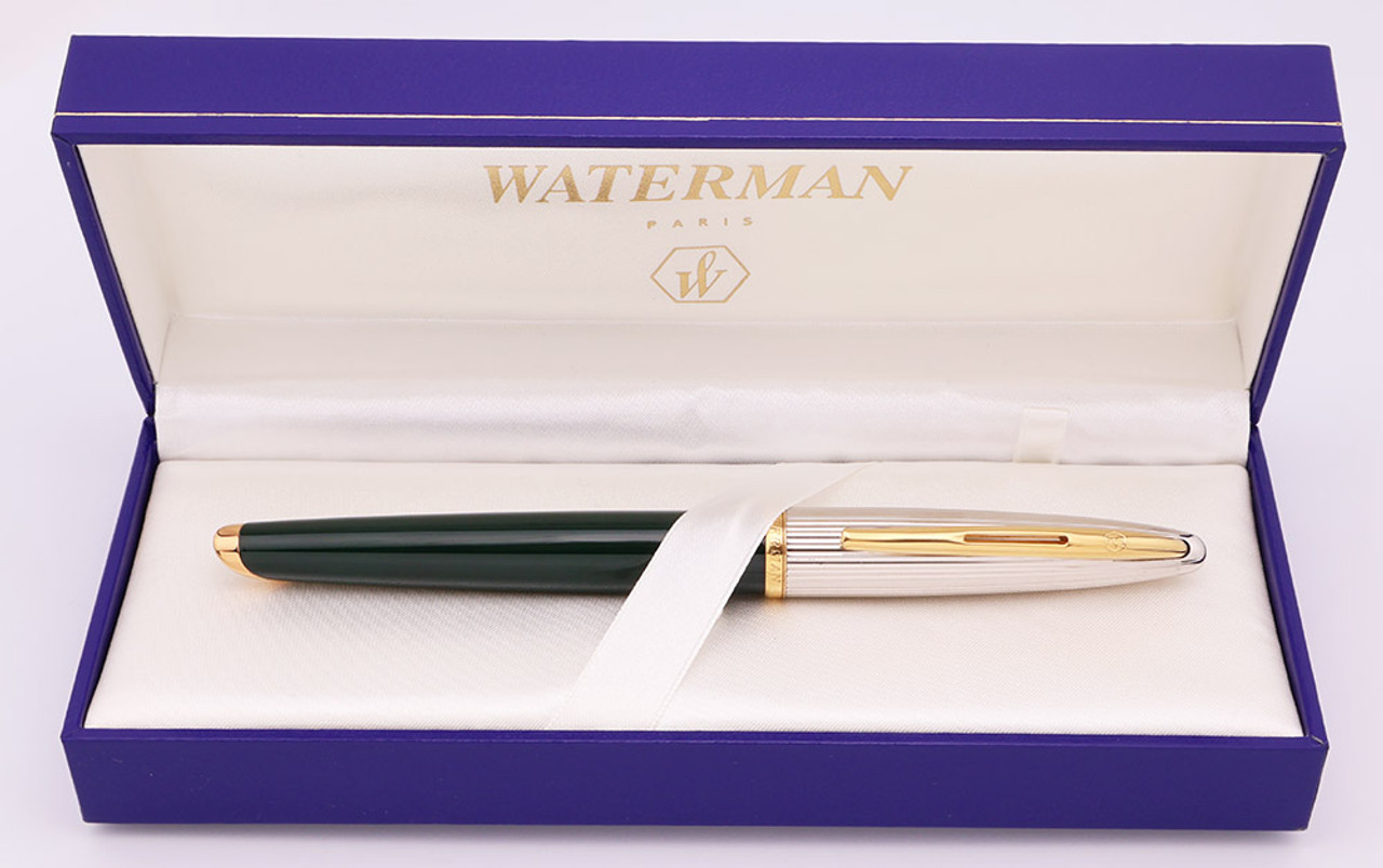 Waterman Carene Deluxe Fountain Pen in Box - Green lacquer, 18k medium nib