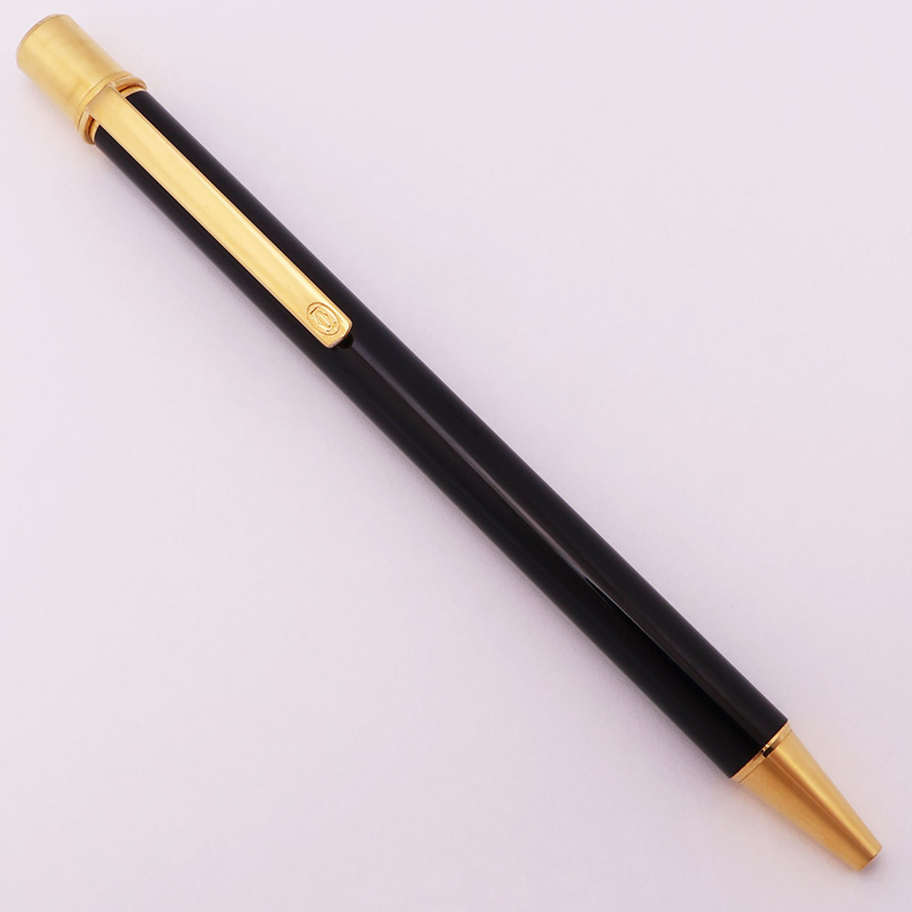 Cartier ボールペン 黒と金　must de Cartier Must de Cartier Ballpoint Pen (France) - Black Lacquer w