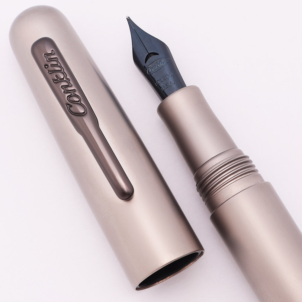 Conklin (Modern) All American LE Fountain Pen (2000s, #181/898) - Silver Satin, Black Trim, Medium Nib (Near Mint, Works Well)