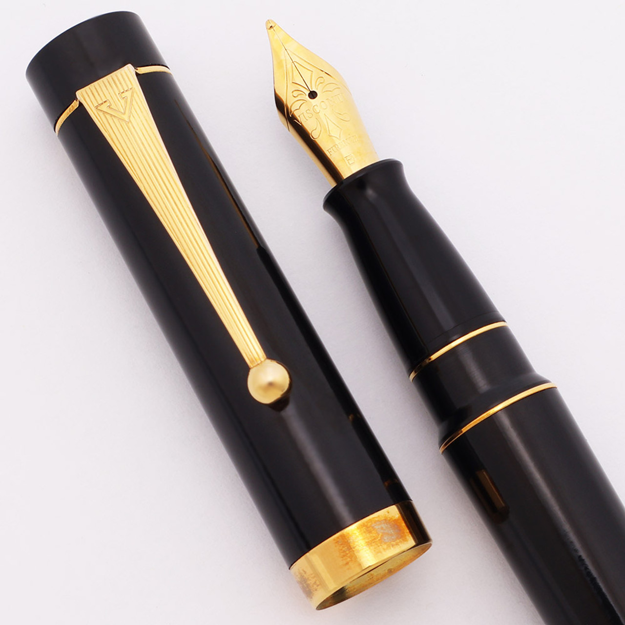 Visconti Monte Carlo FP/BP Combination Pen - Black Bakelite w/GT, C/C,  Broad GP Nib  (Excellent, Work Well)