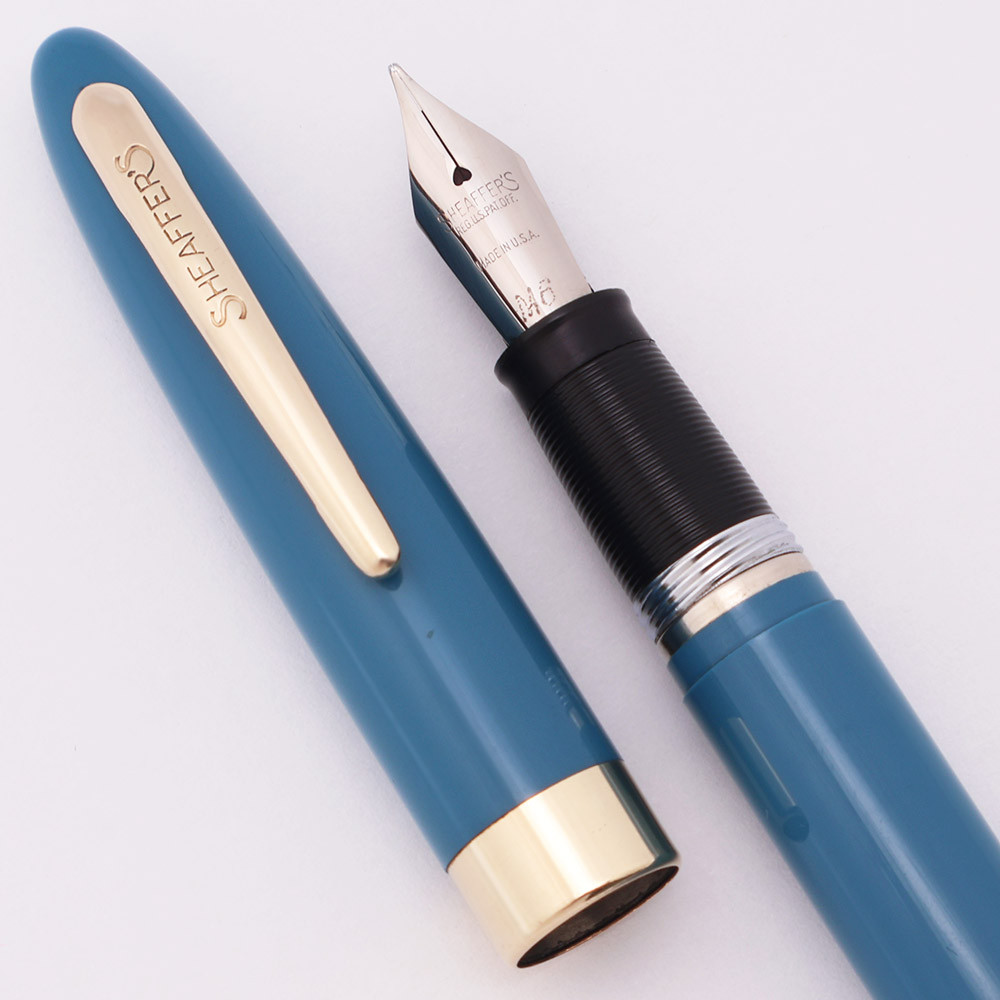 Sheaffer Snorkel Special (1950s) - Pastel Blue, Medium M6 Open PdAg Nib (Excellent +, Restored)