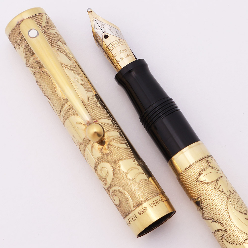 Sheaffer Nostalgia Fountain Pen - Vermeil Etched, Broad 18k Nib