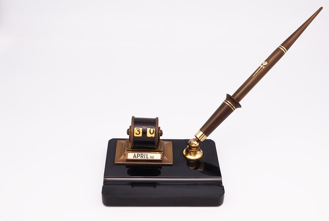 Conway Stewart Perpetual Calendar Desk Fountain Pen (1930s) - BCHR, Medium Flexible 14k Nib (Very Nice, Restored)