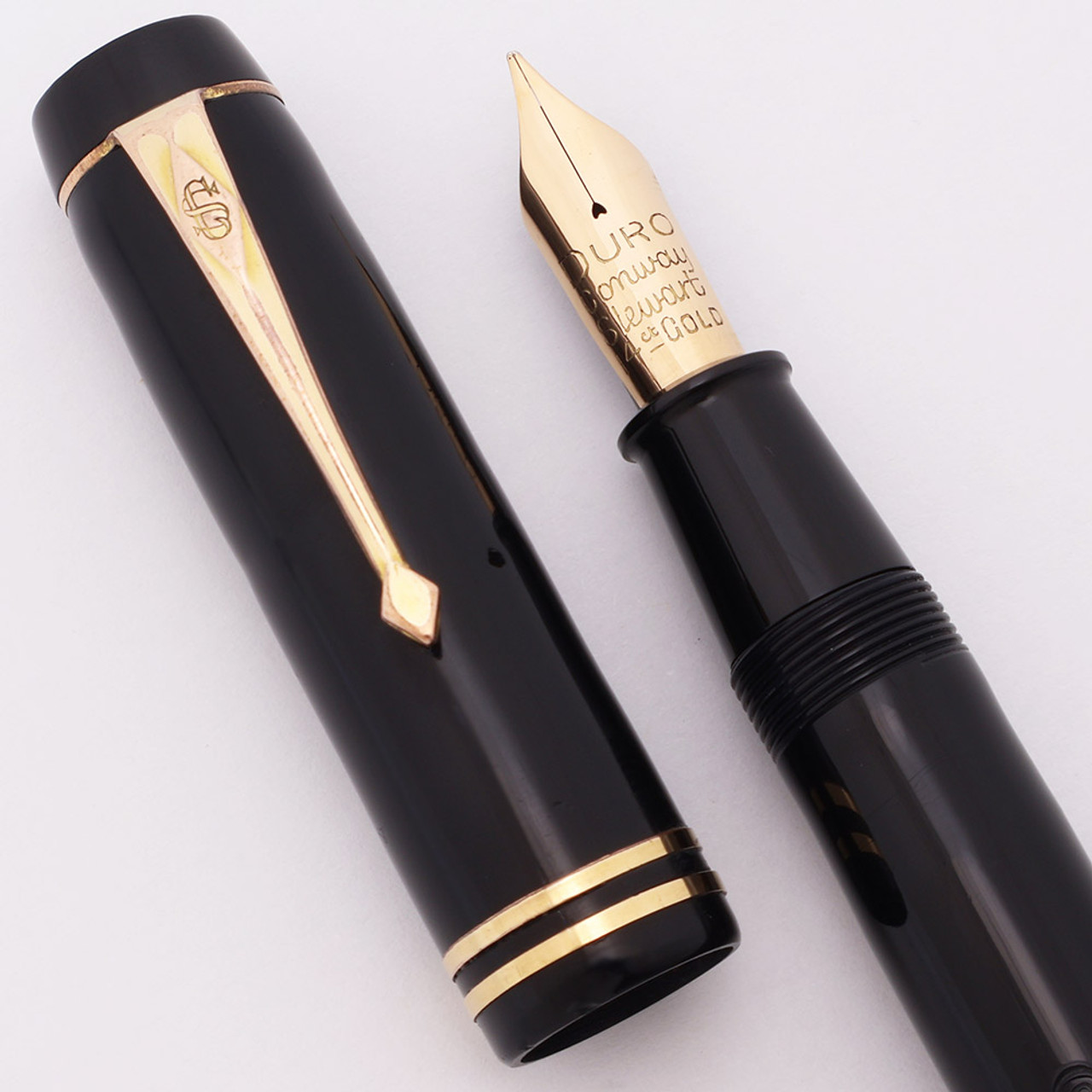 Conway Stewart Duro Fountain Pen (1920-30s) - Black,  14k Flexible Medium Duro Nib (Excellent, Restored)