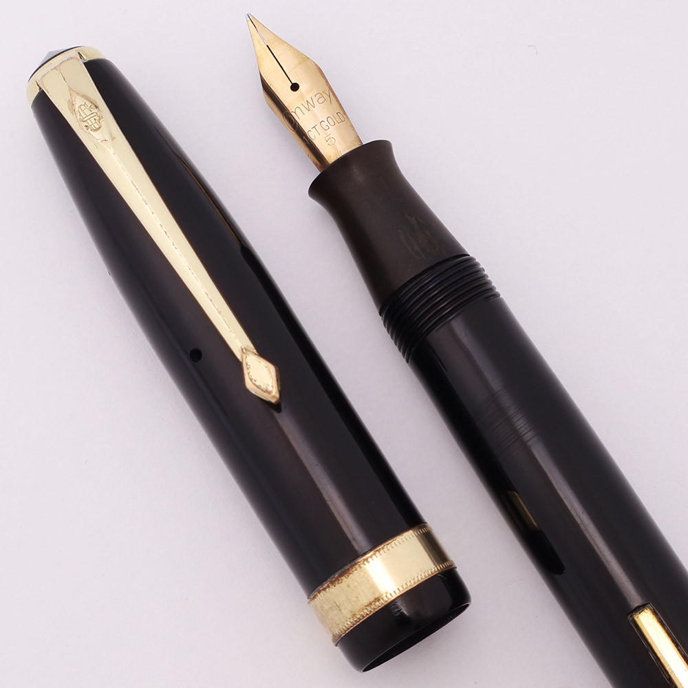 Conway Stewart 76 Fountain Pen (1950s) - Black w GT, Lever Filler