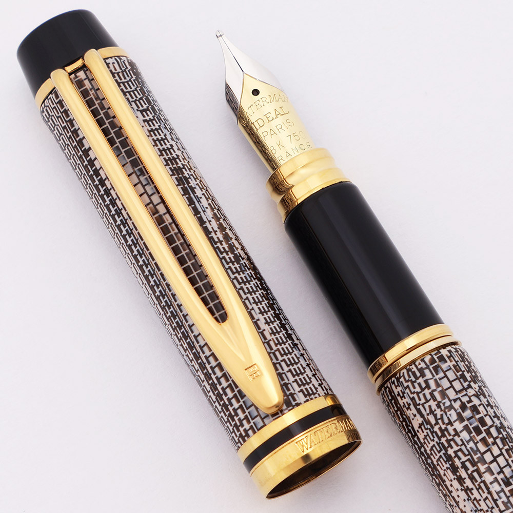 Waterman Rhapsody Le Man 200 Fountain Pen  (1990s) - Caviar, w/GT  C/C, Medium 18K Nib  (Excellent +, Works Well)