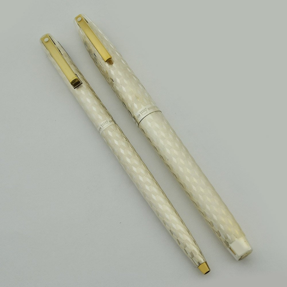 Sheaffer Imperial 834 Fountain Pen Set - Sterling Marquetry Pattern (New Old Stock)