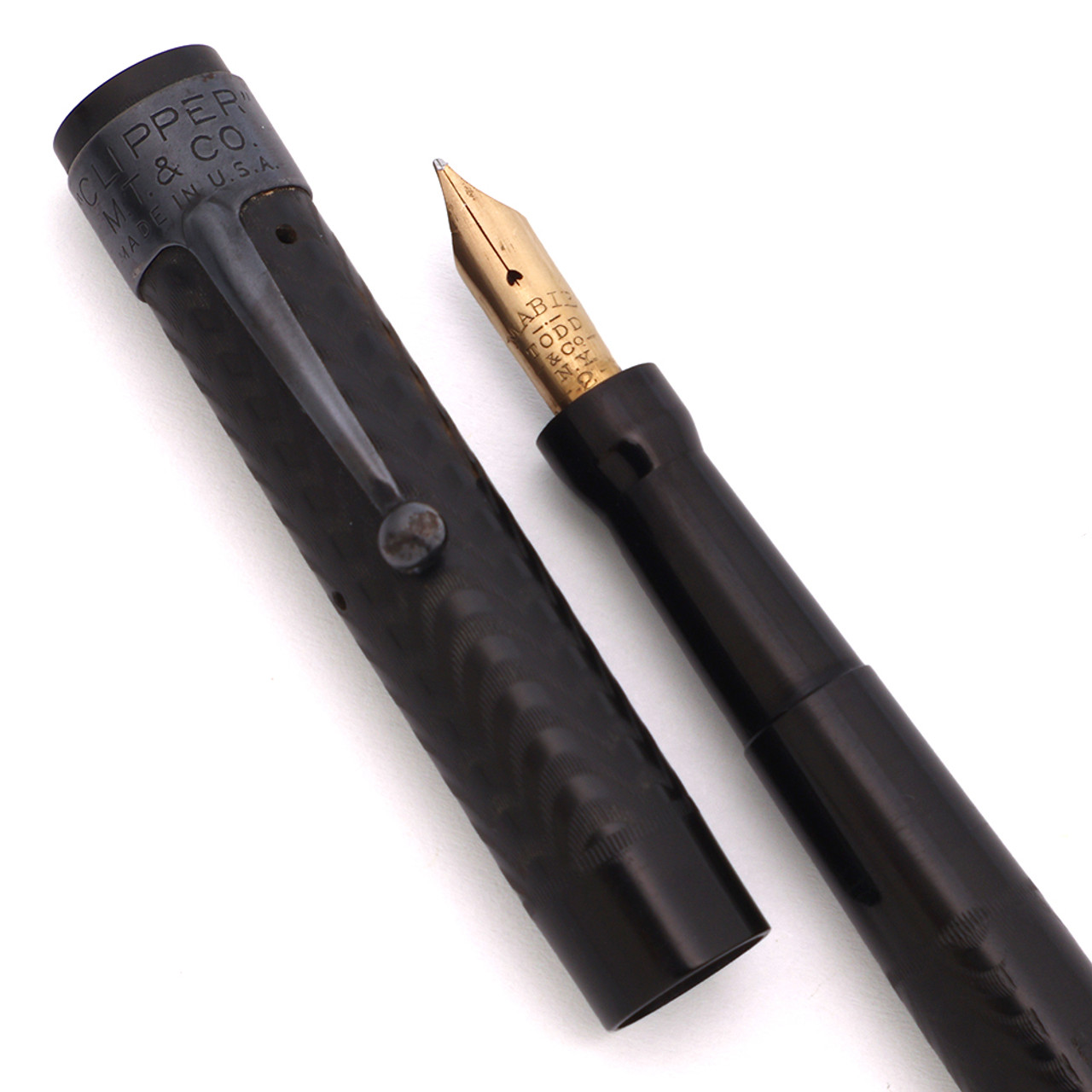 Mabie Todd Swan  Fountain Pen (1920s, USA) - BCHR, Eyedropper, "Clipper" Clip, Flexible Medium-Fine 14k #2 Nib (Excellent +, Works Well)