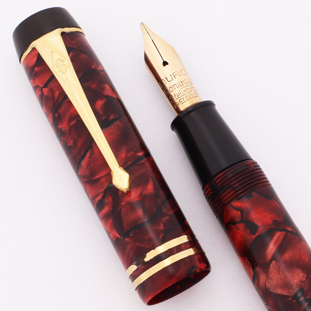 最終値下ConwayStewart 1930年代製542モデル 万年筆セット Conway Stewart Duro No 30 Fountain Pen (1930s) - Marbled Burgundy